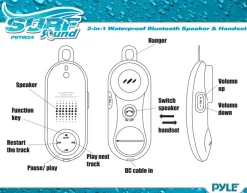 Portable Waterproof Bluetooth Speaker - Hands-Free Calls, 8hr Battery, Blue<Pyle Clearance