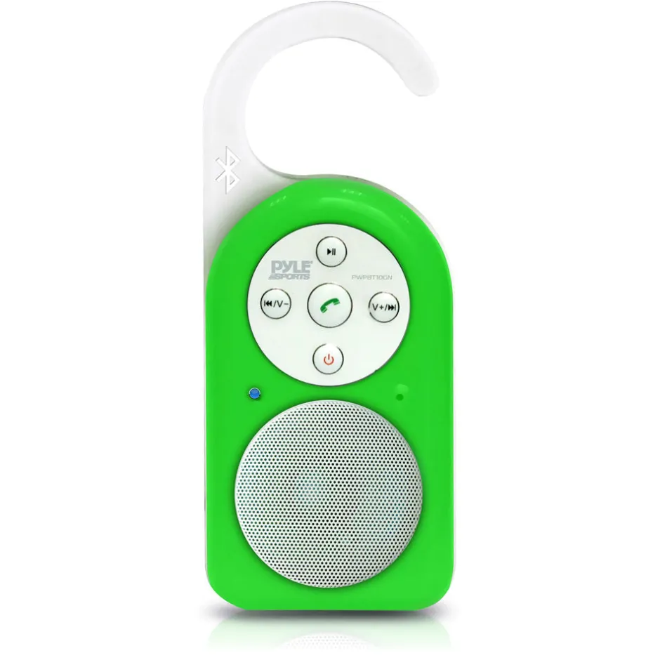 Portable Waterproof Shower Speaker, Bluetooth, Rechargeable, Green<Pyle Outlet