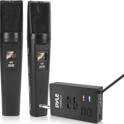 Portable Wireless Mic System, Rechargeable, Bluetooth, Dual Mics, Black<Pyle Sale