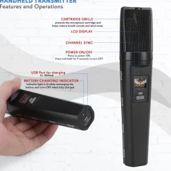 Portable Wireless Mic System, Rechargeable, Bluetooth, Dual Mics, Black<Pyle Sale