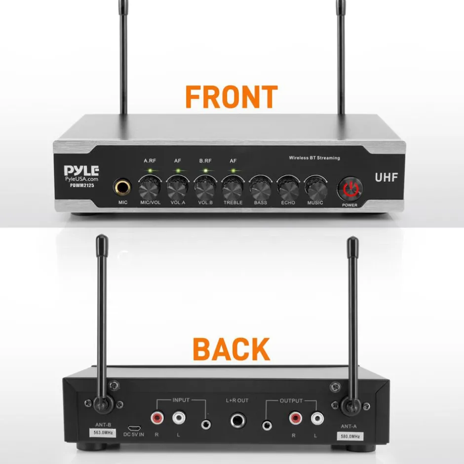 Portable Wireless Mic System - Crisp Audio, Bluetooth, Dual Handheld Mics<Pyle New