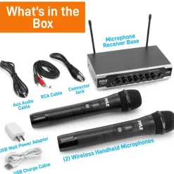 Portable Wireless Mic System - Crisp Audio, Bluetooth, Dual Handheld Mics<Pyle New