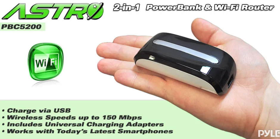 Power Bank & Wi-Fi Router Backup 5200mAh Long-Lasting Portable Battery<Pyle Hot
