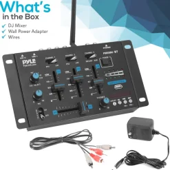 Professional 3-Channel Wireless DJ Mixer with Bluetooth, USB, and<Pyle Clearance
