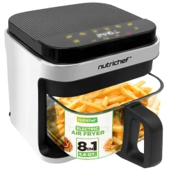 5.8QT Air Fryer, Quick Cooking, Transparent Bowl, White<NutriChef Online