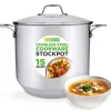 15-Quart Stainless Steel Stock Pot, Induction Safe, Tempered Glass Lid<NutriChef Online
