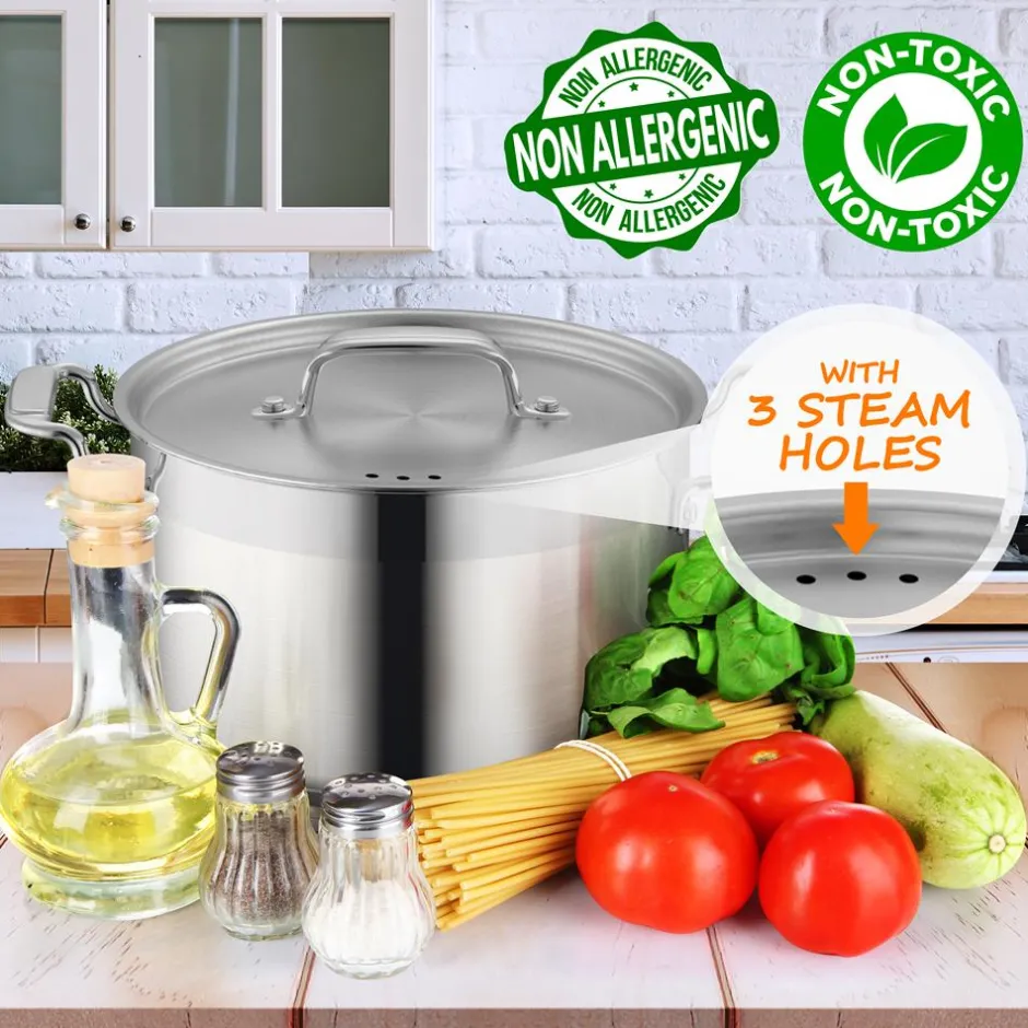 5-Quart Stockpot for Even Heat, Stainless Steel, Induction Compatible<NutriChef Best
