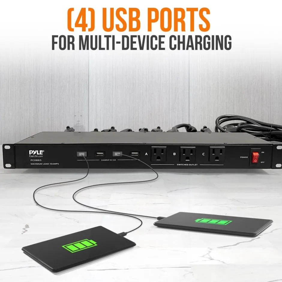 Rack Mount Power Conditioner with USB & AC Outlets<Pyle New