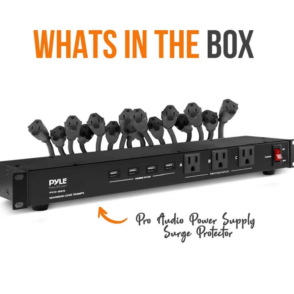 Rack Mount Power Conditioner with USB & AC Outlets<Pyle New