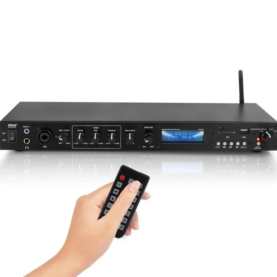 Rack Mount Pre-Amplifier - Bluetooth Streaming, Recording Mode, Metal Panel<Pyle