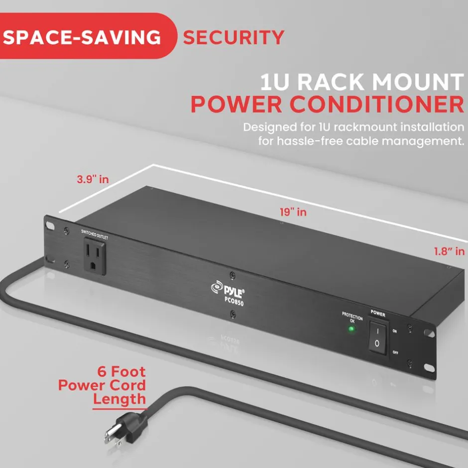 Rack Mount Surge Protector with Noise Filter & 9 Outlets<Pyle Discount