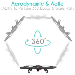 RC Drone with HD Camera, 720p Video, 6-Axis Gyro, White<SereneLife Outlet