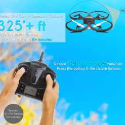 RC Drone with HD Camera, 720p Video, 6-Axis Gyro, White<SereneLife Outlet