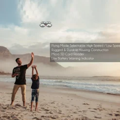 RC Drone with HD Camera, 720p Video, 6-Axis Gyro, White<SereneLife Outlet
