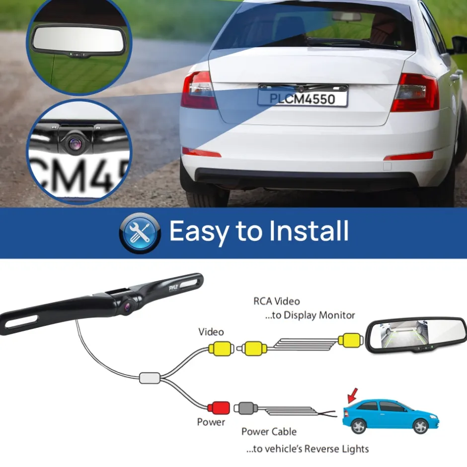 Rearview Backup Camera Kit, Night Vision, Waterproof, 4.3" Screen<Pyle Outlet