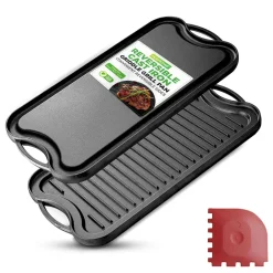 Reversible Cast Iron Griddle - Even Heat, Extra-Wide, Oven Safe<NutriChef Best