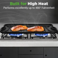Reversible Cast Iron Griddle - Even Heat, Extra-Wide, Oven Safe<NutriChef Best