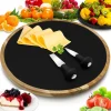 Rotating Cheese Board Set - Easy Serving - Acacia Wood & Slate Stone<NutriChef Best