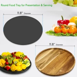 Rotating Cheese Board Set - Easy Serving - Acacia Wood & Slate Stone<NutriChef Best