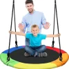 Saucer Swing 40" for Kids, Waterproof, Adjustable Ropes, Rainbow<SereneLife Sale