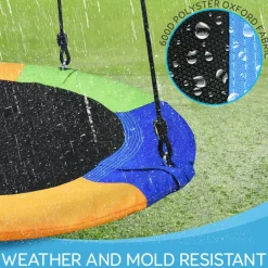 Saucer Swing 40" for Kids, Waterproof, Adjustable Ropes, Rainbow<SereneLife Sale