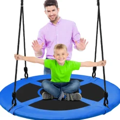 Saucer Swing 40" for Kids, Waterproof, Padded Frame, Blue<SereneLife Online