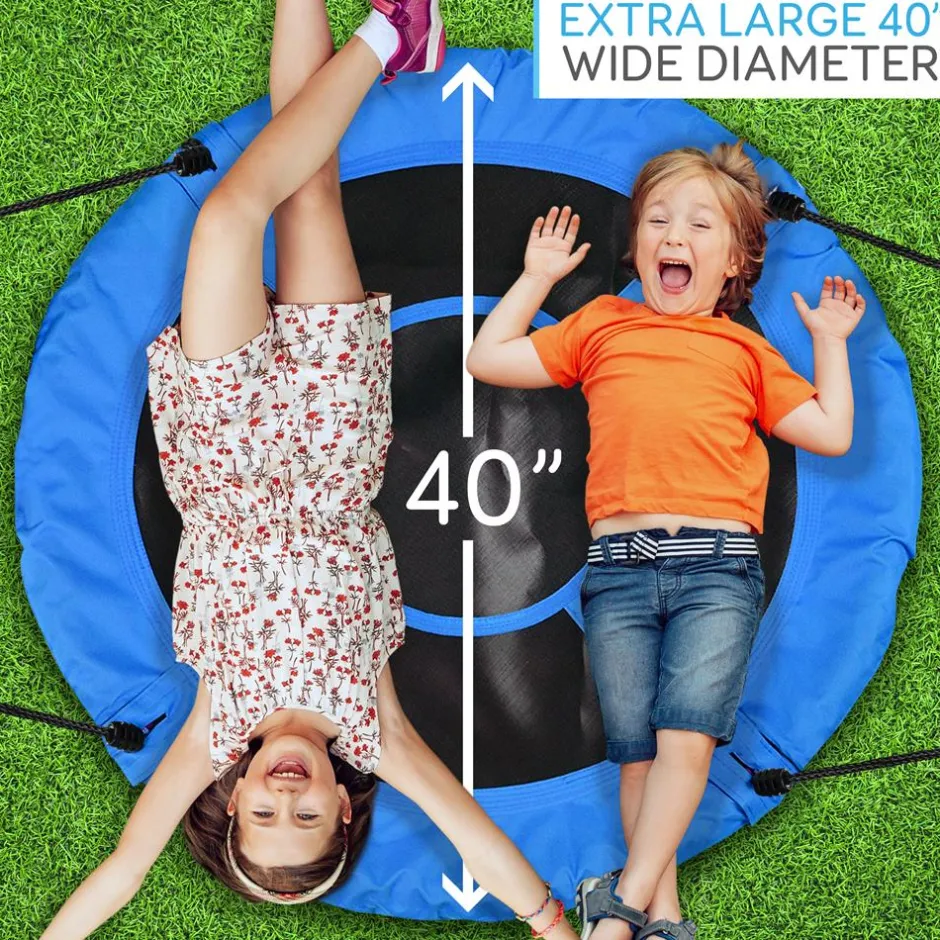 Saucer Swing 40" for Kids, Waterproof, Padded Frame, Blue<SereneLife Online