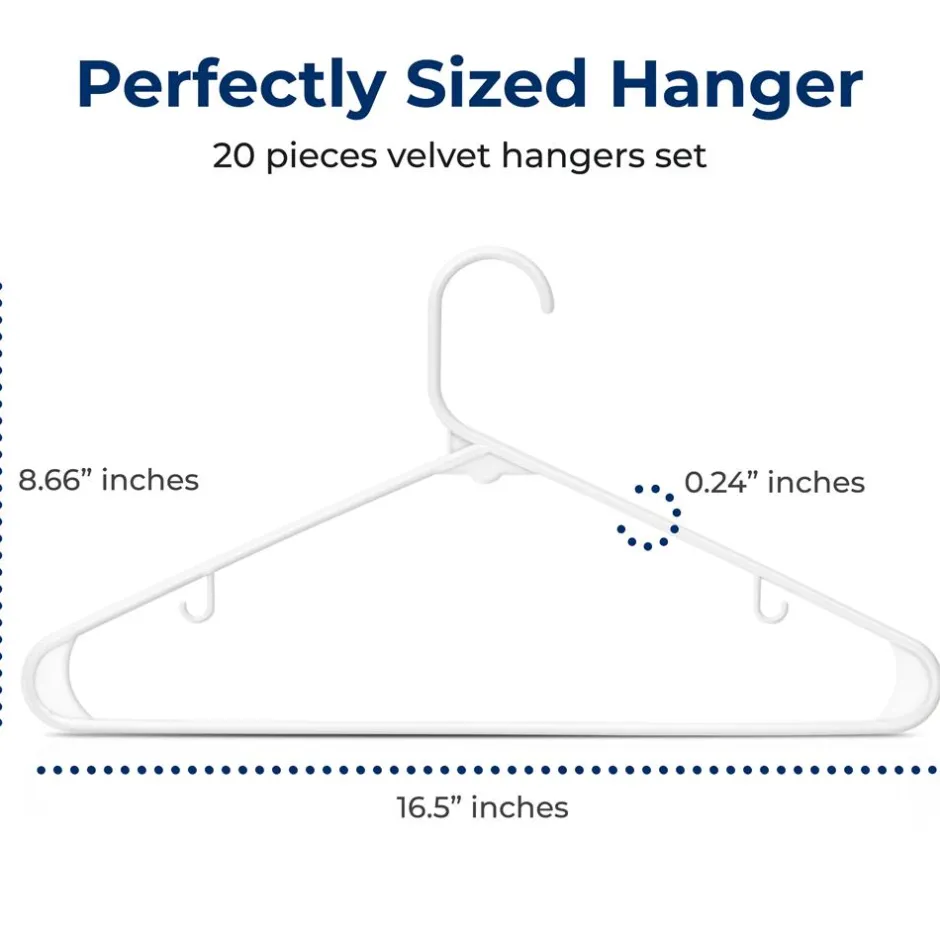 Premium 20 Pack Plastic Hangers, Lightweight, Durable, Space Saving Clothes Organizers, Suitable for Shirts, Sweaters, Hoodies, Dresses, Kids Clothes, Good For Home Organization (White)<SereneLife Discount
