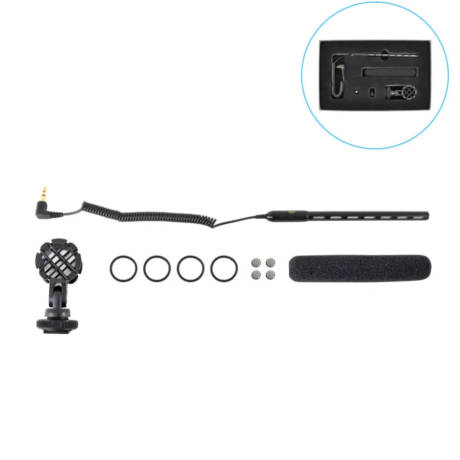 Shotgun Microphone for Video/Camera, Clear Audio, 3.5mm Connector, Dark Gray<Pyle Best
