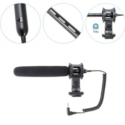 Shotgun Microphone for Video/Camera, Clear Audio, 3.5mm Connector, Dark Gray<Pyle Best