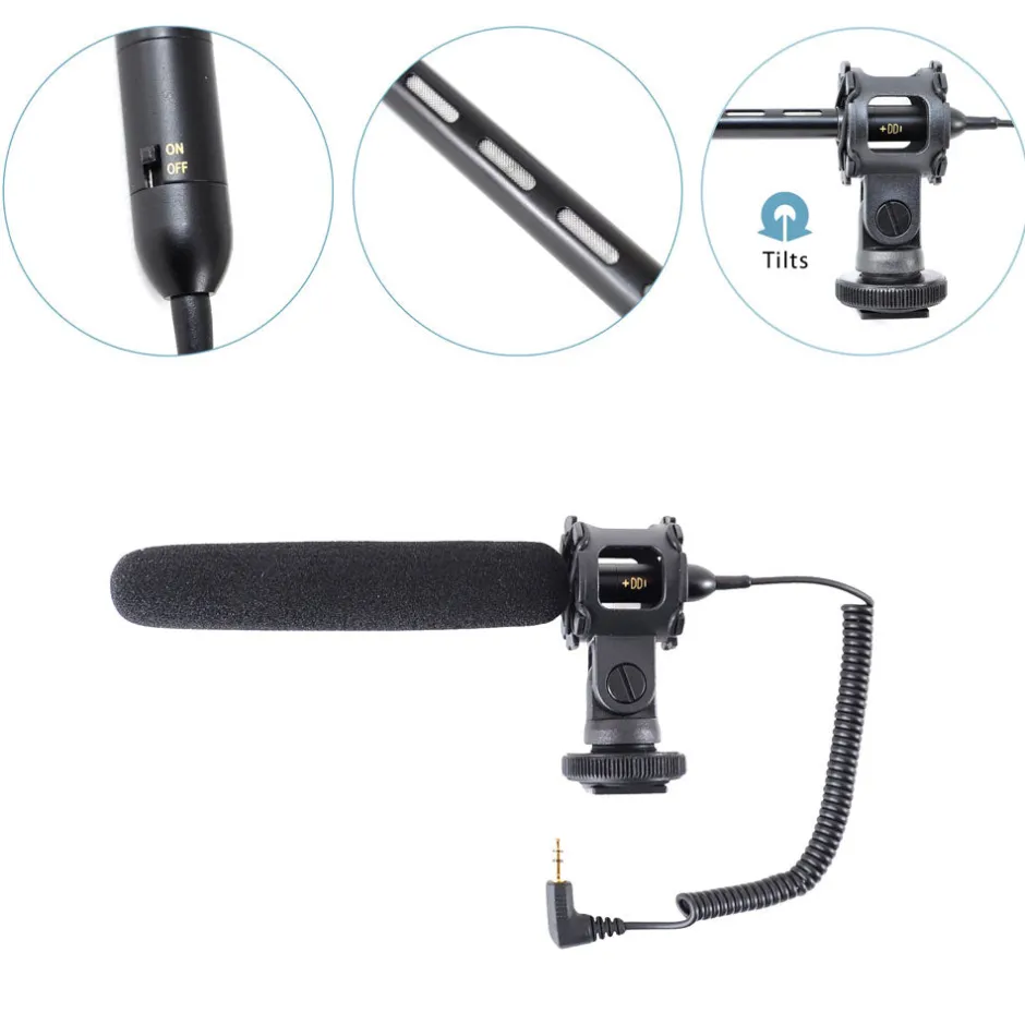 Shotgun Microphone for Video/Camera, Clear Audio, 3.5mm Connector, Dark Gray<Pyle Best