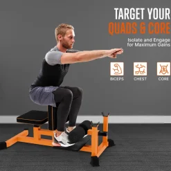 Sissy Squat Machine - Build Muscle - Heavy-Duty Steel - Black & Orange<SQUATZ Discount