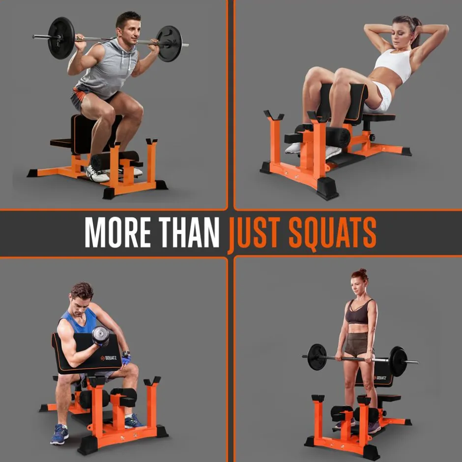 Sissy Squat Machine - Build Muscle - Heavy-Duty Steel - Black & Orange<SQUATZ Discount