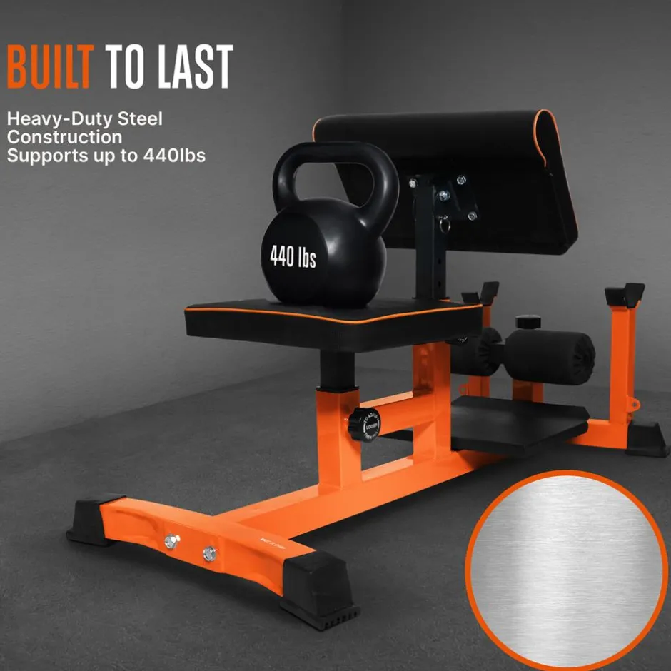 Sissy Squat Machine - Build Muscle - Heavy-Duty Steel - Black & Orange<SQUATZ Discount