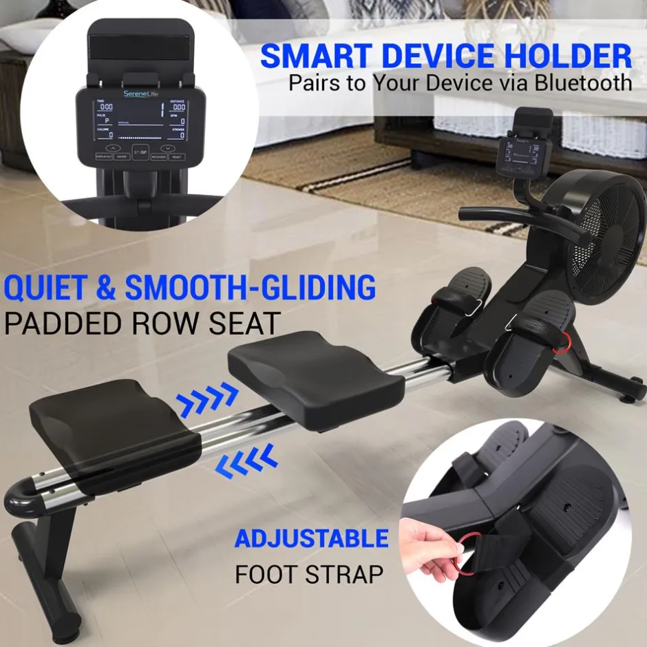 Smart Rowing Machine, 16-Level Magnetic Resistance, Bluetooth, Folding<SereneLife