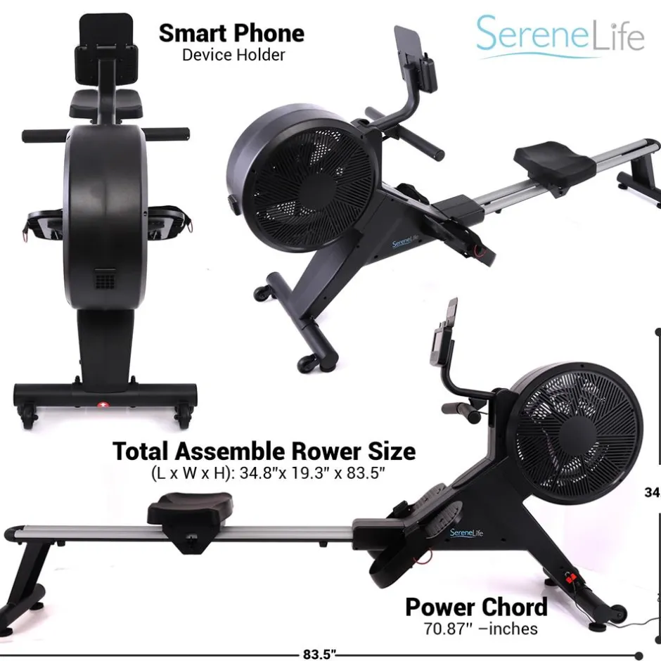 Smart Rowing Machine, 16-Level Magnetic Resistance, Bluetooth, Folding<SereneLife