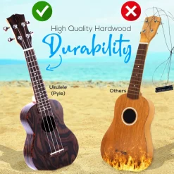 Soprano Ukulele Kit, Learn to Play, Mahogany, Digital Tuner, Gig Bag<Pyle Hot