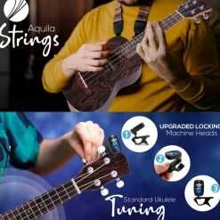 Soprano Ukulele Kit, Learn to Play, Mahogany, Digital Tuner, Gig Bag<Pyle Hot