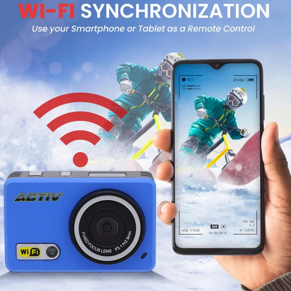 Sports Action Camera 1080p HD Wi-Fi Waterproof Case Blue<Pyle Sale