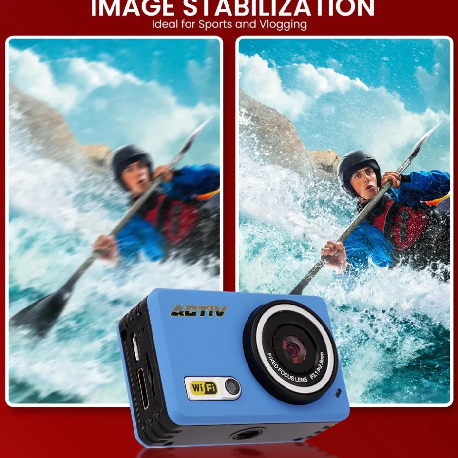 Sports Action Camera 1080p HD Wi-Fi Waterproof Case Blue<Pyle Sale