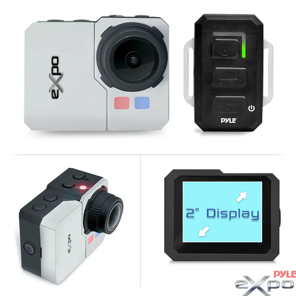 Sports Action Camera 1080p HD Video Waterproof Case Silver<Pyle