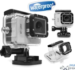 Sports Action Camera 1080p HD Video Waterproof Case Silver<Pyle
