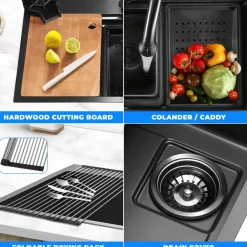 Stainless Steel Kitchen Sink, Durable & Soundproof, Nano Coating, Gun Black<SereneLife Discount