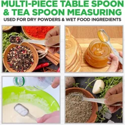 Stainless Steel Measuring Spoons Set 6Pc - Precise, Easy-Clean, Oval Shape<NutriChef Outlet