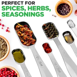 Stainless Steel Measuring Spoons Set 6Pc - Precise, Easy-Clean, Oval Shape<NutriChef Outlet