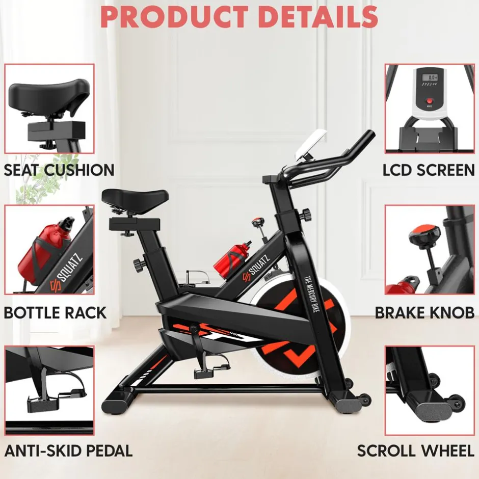 Stationary Cycling Bike - Fun Indoor Workout, 8 Resistance Levels, Steel Frame<SQUATZ Best