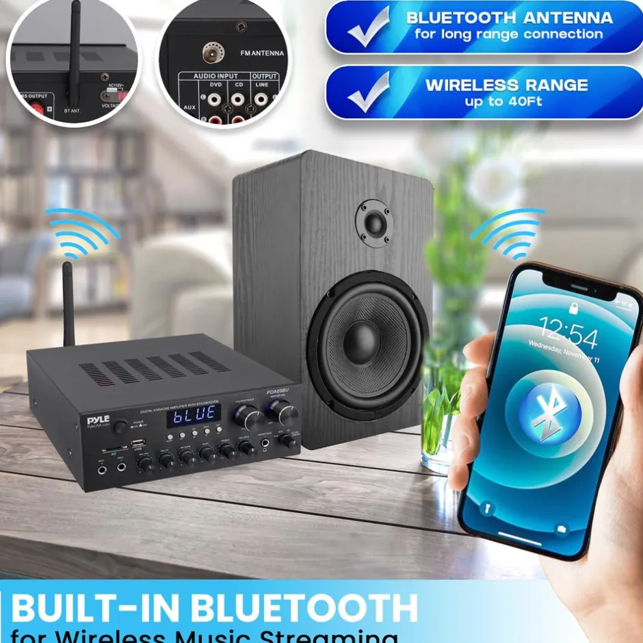 Stereo Amplifier with Bluetooth, 300W HiFi Sound, Metal Panel<Pyle Discount