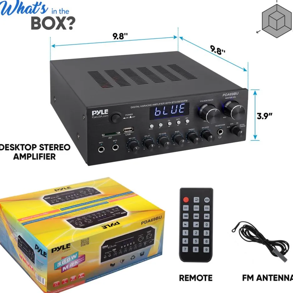 Stereo Amplifier with Bluetooth, 300W HiFi Sound, Metal Panel<Pyle Discount