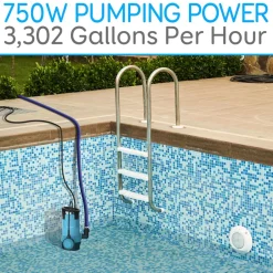 Submersible Sump Pump 3300GPH Auto Float Switch Blue Thermoplastic Body<SereneLife Discount