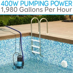 Submersible Sump Pump 1980GPH Auto Float Switch Blue 16ft Cord<SereneLife Online